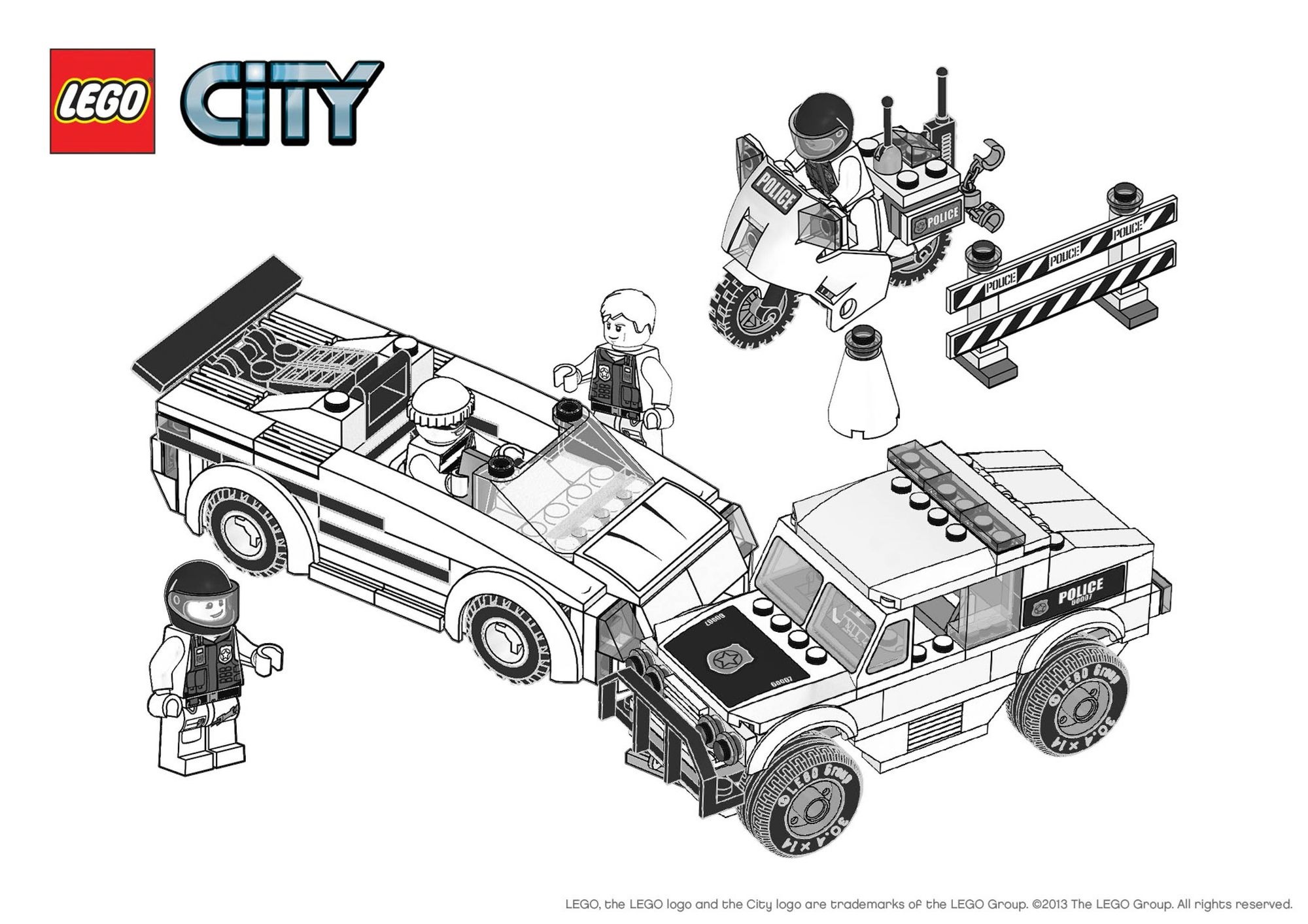 Раскраска лего Сити Полицейская машина