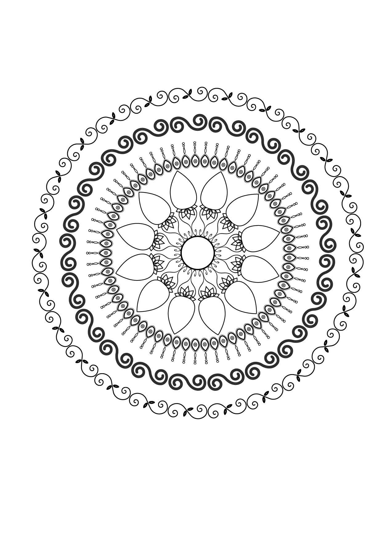 Mandala nature 9 - Coloriages Chiffres et formes - Mandalas