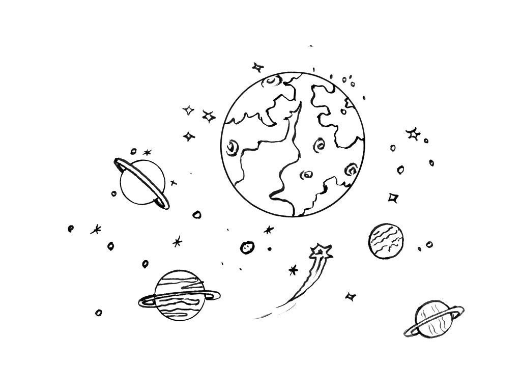 Космос рисунок для детей карандашом