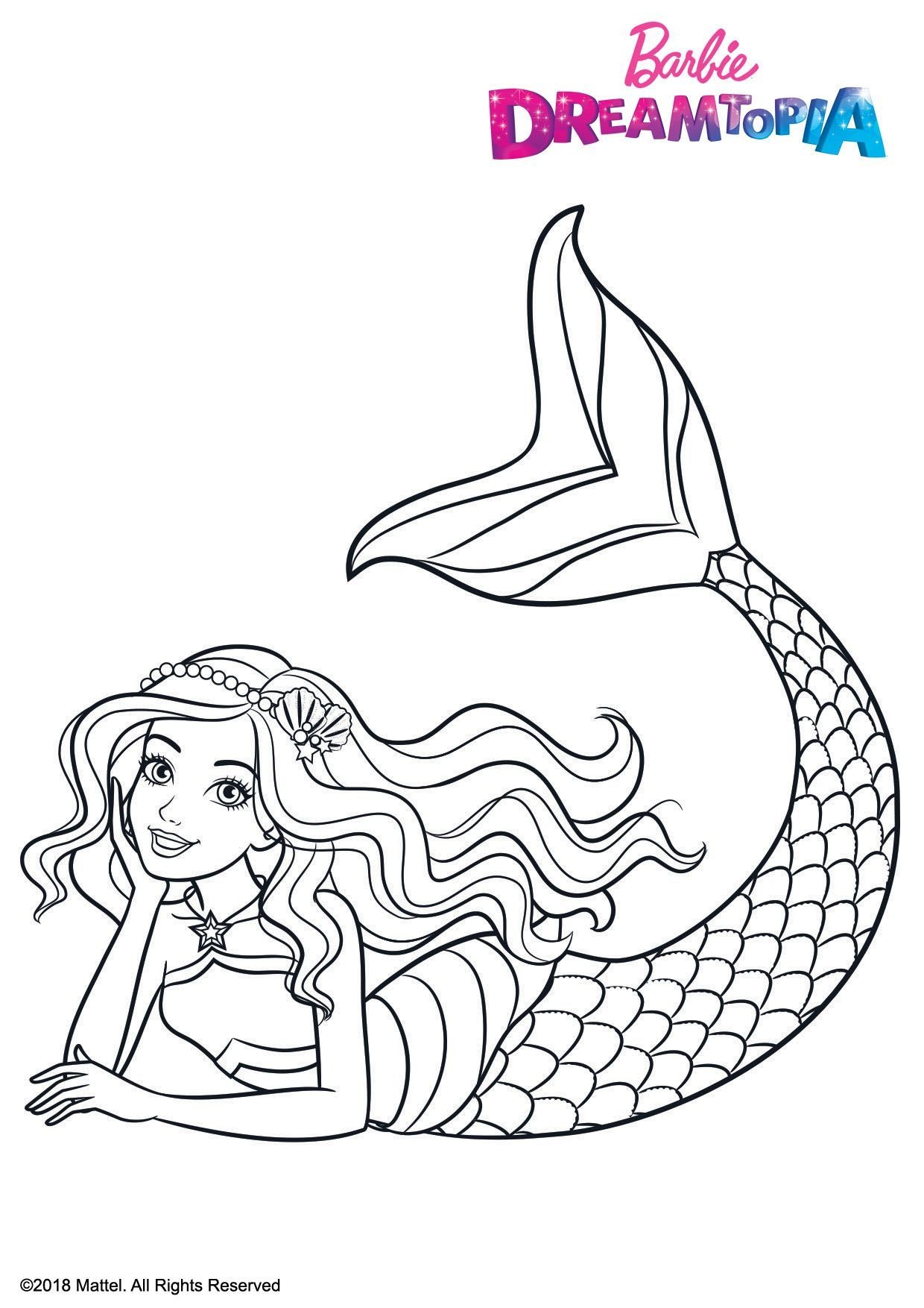 Coloriage Barbie Sirène Arc-en-Ciel - Coloriage Barbie ...