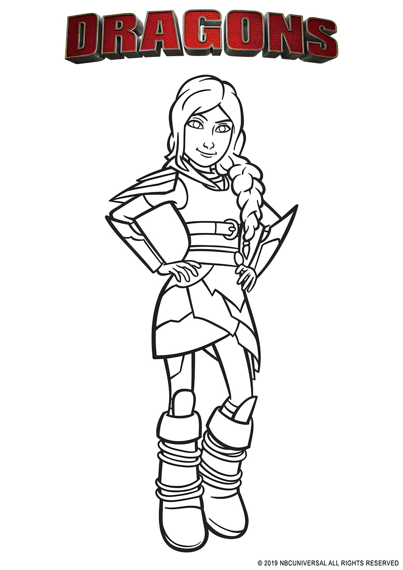 Coloriage Dragon Par Dela Les Rives Coloriage Ingrid la guerrière - Coloriage Dragons Par dela les rives