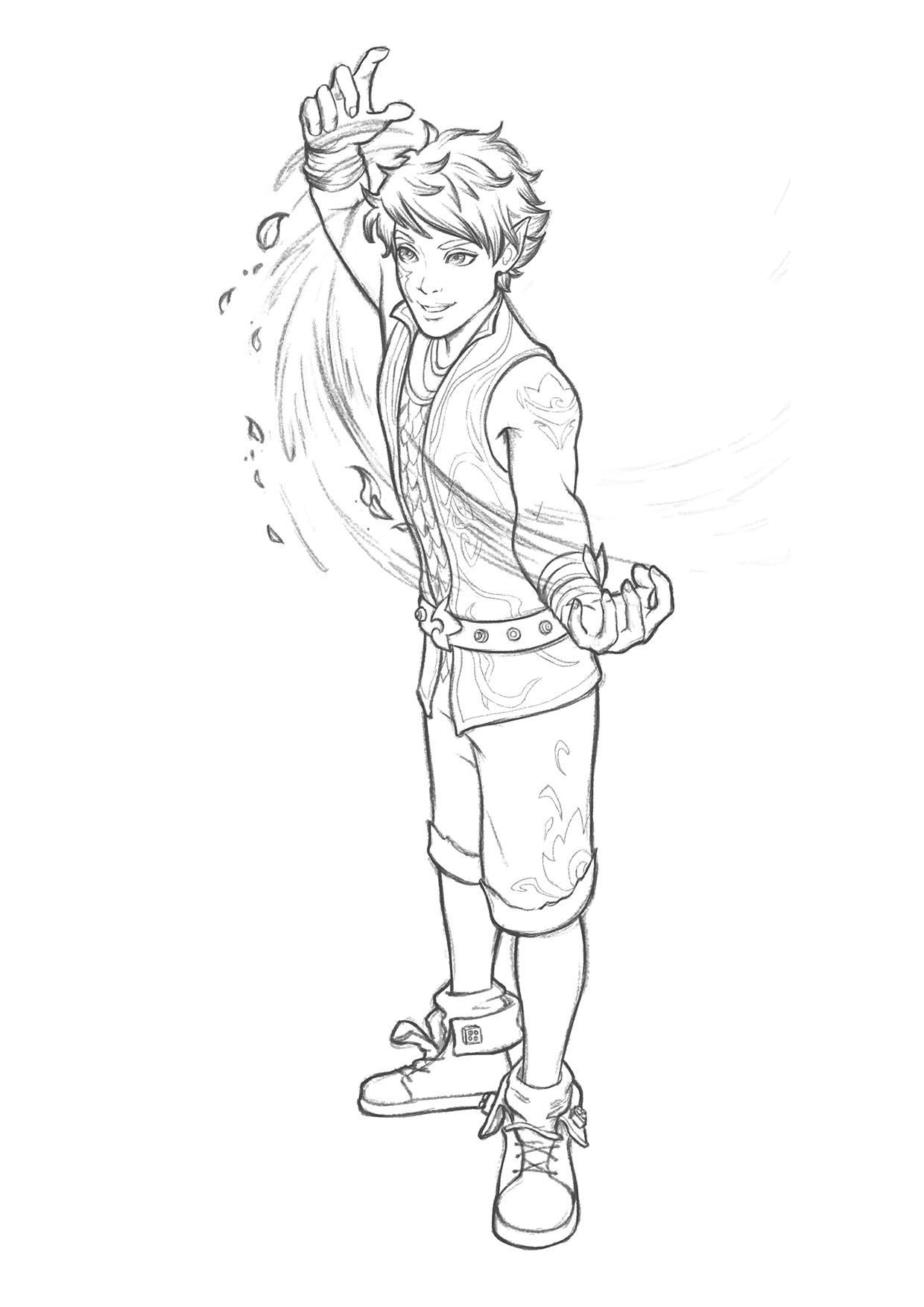 Coloriage Elves : Farran, l'Elfe de la terre - Coloriage Elves