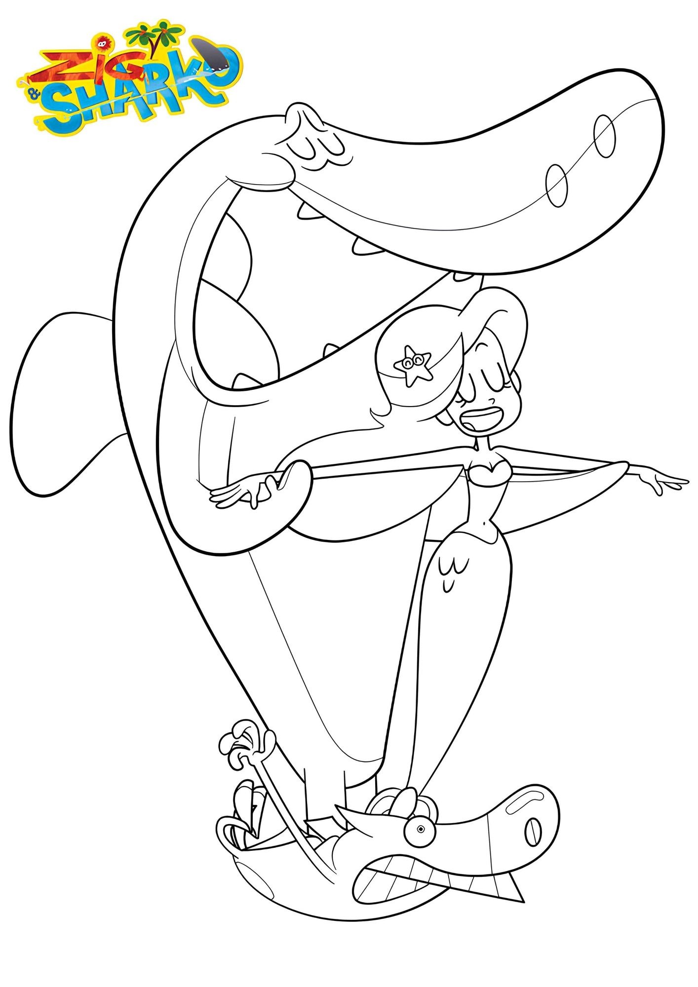 Coloriage Sharko, Marina et Zig - Coloriage Zig et Sharko ... Coloriage Sharko, Marina et Zig - Coloriage Zig et Sharko ...
