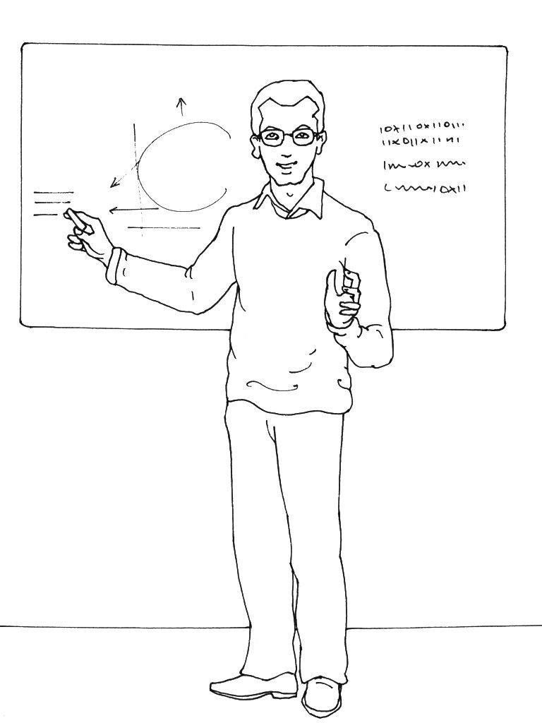 Рисунок учитель у доски карандашом