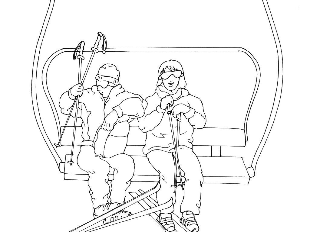 Ski 10 - Coloriages Nature - Ski