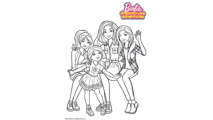 Coloriage Barbie Dreamhouse - Barbie, Chelsea, Stacie et Skipper 
