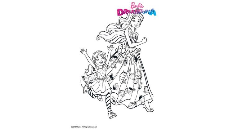 Coloriage Barbie Dreamtopia - Barbie et Chelsea au Royaume des Bonbons 