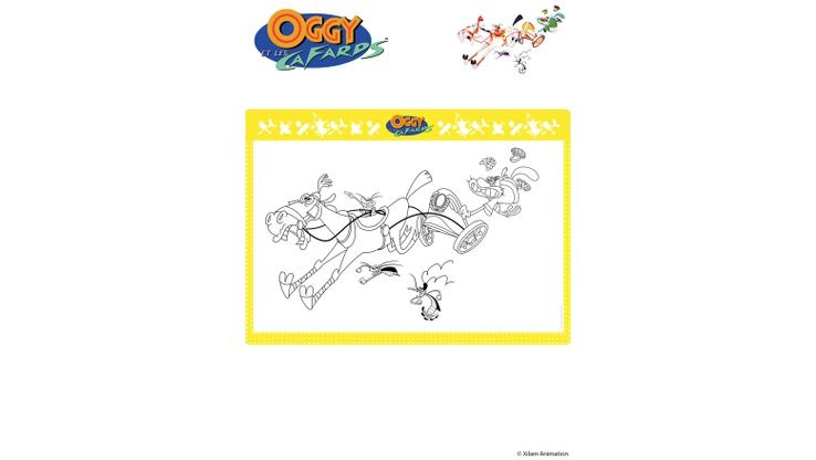 Coloriage Oggy et les cafards - A l’époque de la Rome Antique 