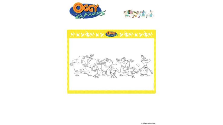 Coloriage Oggy et les cafards - Au temps des Pyramides  