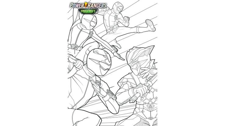 Coloriage Power Rangers Beast Morphers - A l'attaque ! 