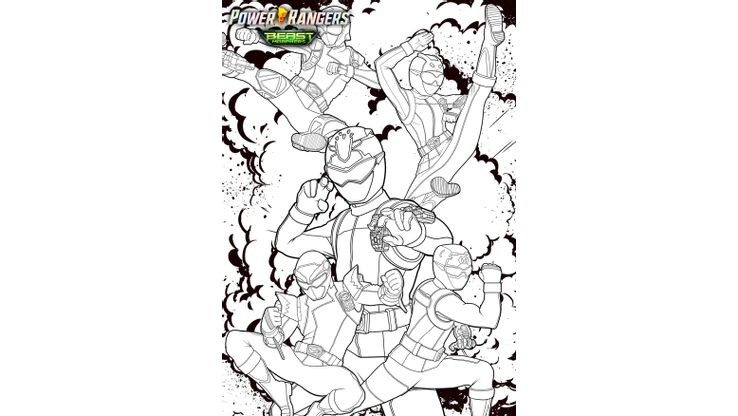 Coloriage Power Rangers Beast Morphers - L'équipe Beast Morphers 