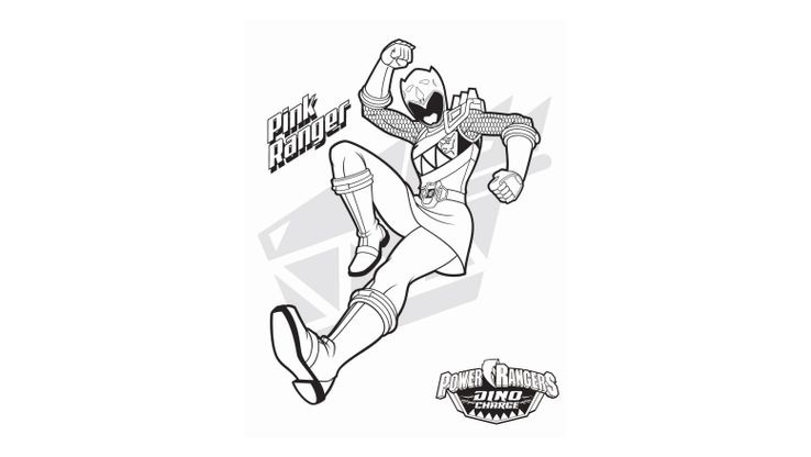 Coloriage Power Rangers Dinocharge - Le Power Ranger rose 