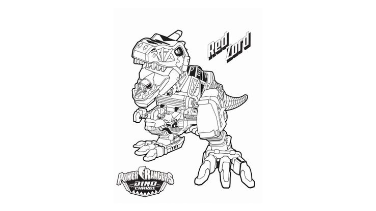 Coloriage Power Rangers Dinocharge - Red Zord 