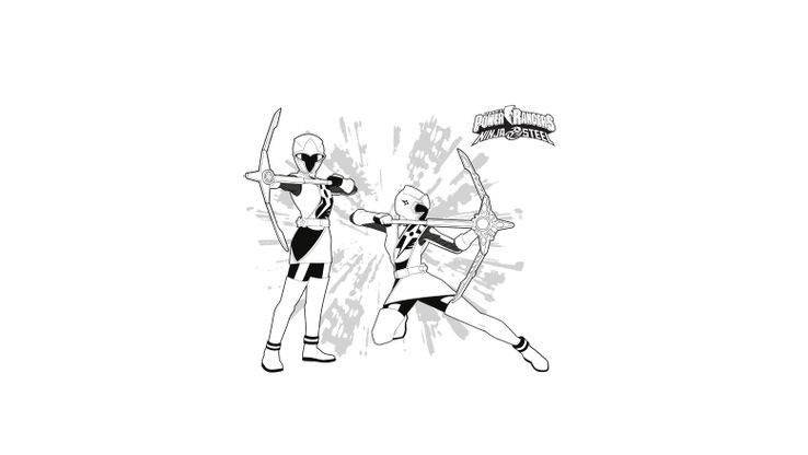 Coloriage Power Rangers Ninja Steel - Ranger Rose et Ranger Blanc 