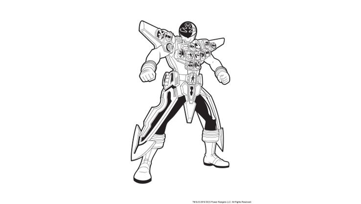 Coloriage Power Rangers - Power Rangers Argent en Armure 