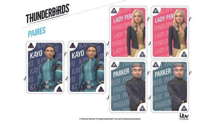 Coloriage Thunderbirds - Les paires de Kayo, Lady Penelope et Parker 