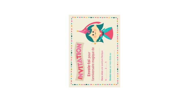 Coloriage carton invitation - Ton anniversaire féerique 