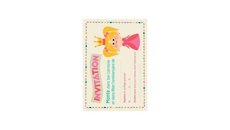 Coloriage carton invitation - Un anniversaire de princesse ! 
