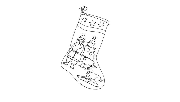 Coloriage Noël - Noël : une chaussette de Noël 