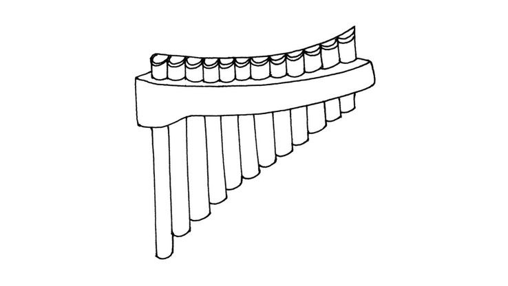 Coloriage Instruments - La flûte de pan 