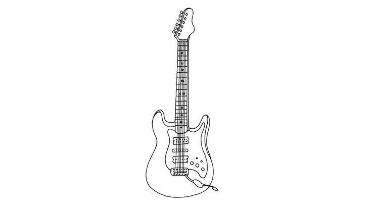 Coloriage Instruments - La guitare électrique 