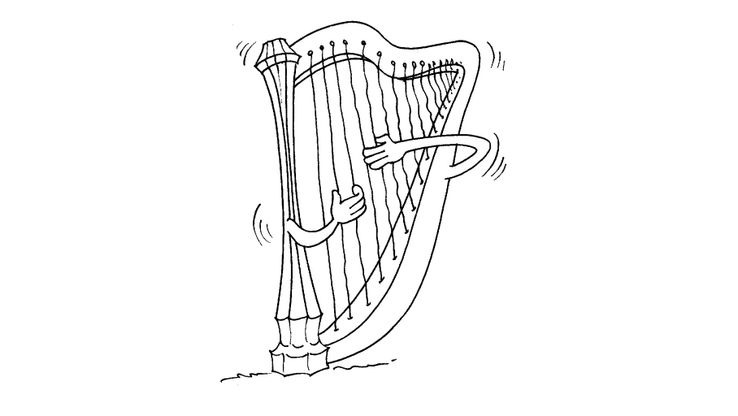Coloriage Instruments - La harpe 