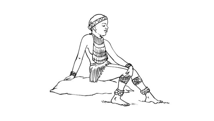 Coloriage Enfants filles Afrique - Petite africaine 1 