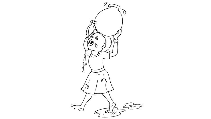 Coloriage Enfants filles Afrique - Petite africaine 21 