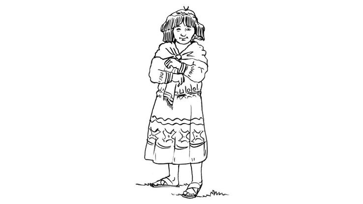 Coloriage Enfants filles Incas - Petite fille Inca 13 