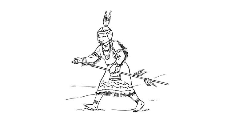Coloriage Enfants filles Indien - Petite indienne 8 