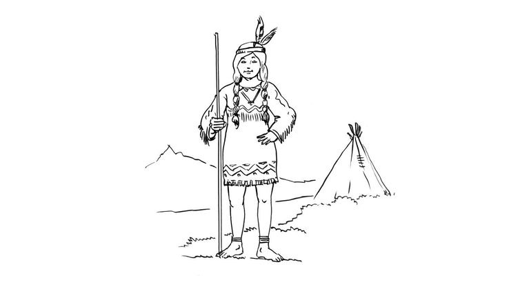 Coloriage Enfants filles Indien - Petite indienne10 