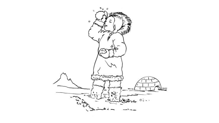 Coloriage Enfants filles Inuit - Petite fille inuit 15 