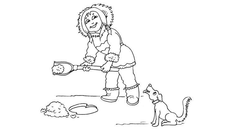 Coloriage Enfants filles Inuit - Petite fille inuit 17 