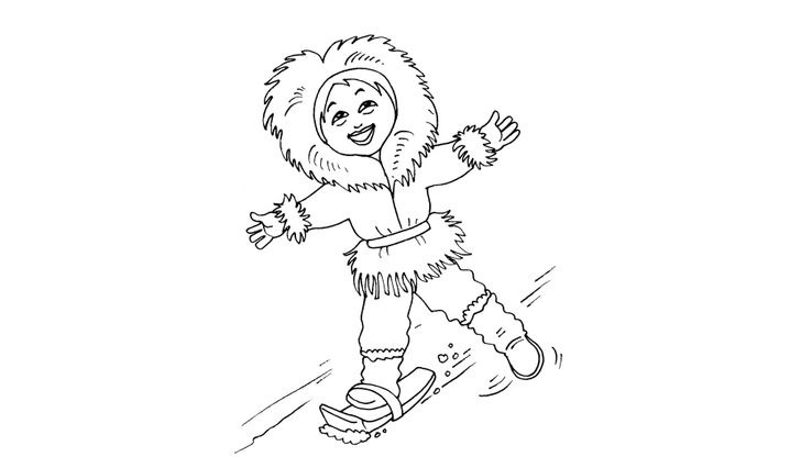 Coloriage Enfants filles Inuit - Petite fille inuit 18 