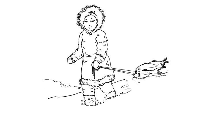 Coloriage Enfants filles Inuit - Petite fille inuit 2 