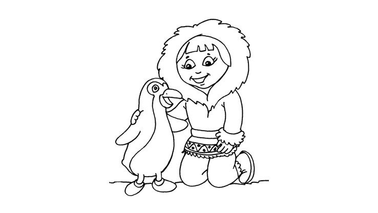Coloriage Enfants filles Inuit - Petite fille inuit 21 