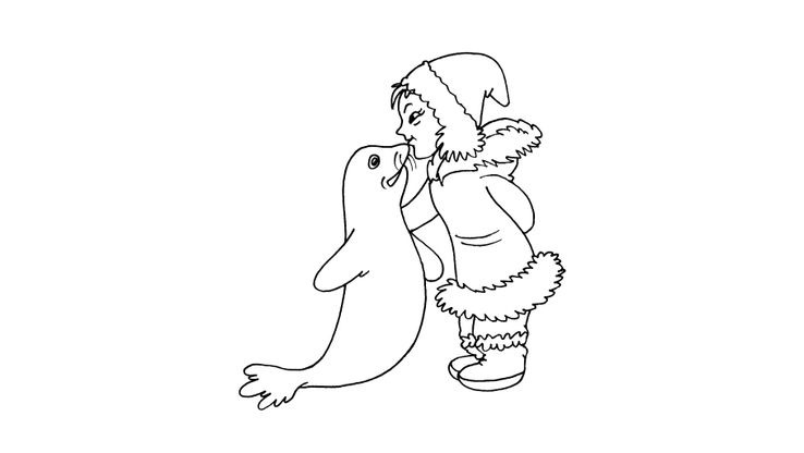 Coloriage Enfants filles Inuit - Petite fille inuit 23 