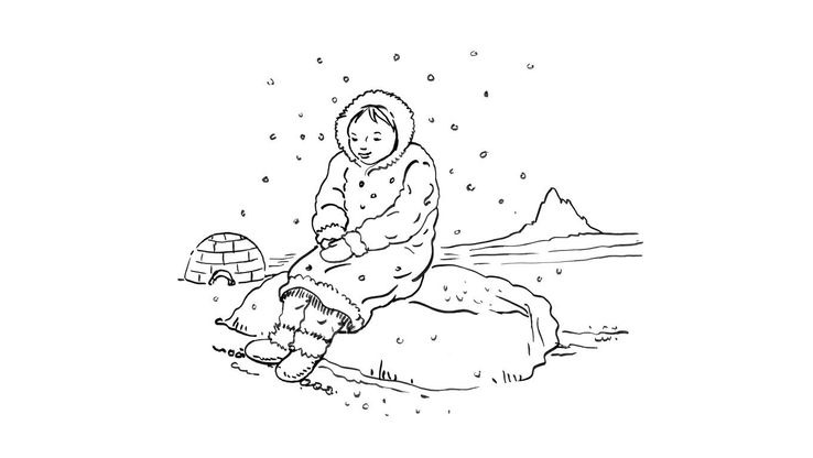 Coloriage Enfants filles Inuit - Petite fille inuit 4 