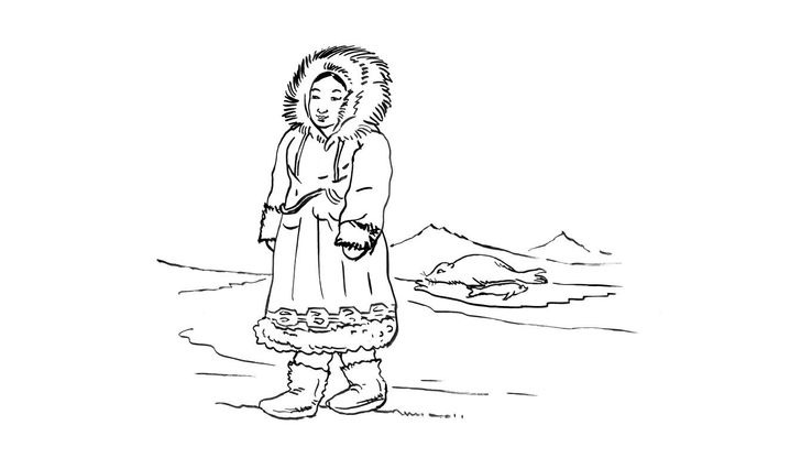 Coloriage Enfants filles Inuit - Petite fille inuit 5 