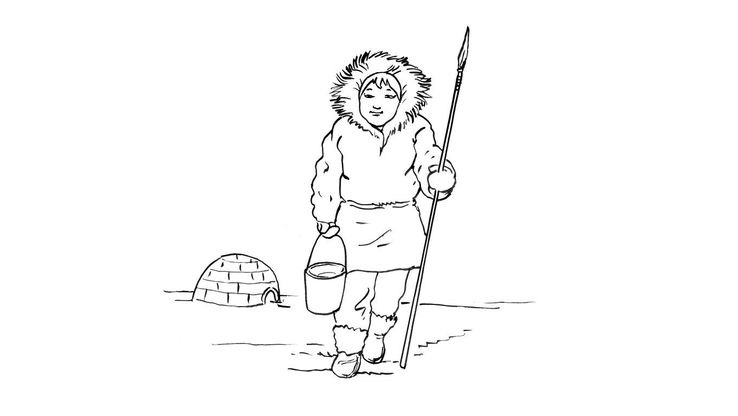 Coloriage Enfants filles Inuit - Petite fille inuit 6 