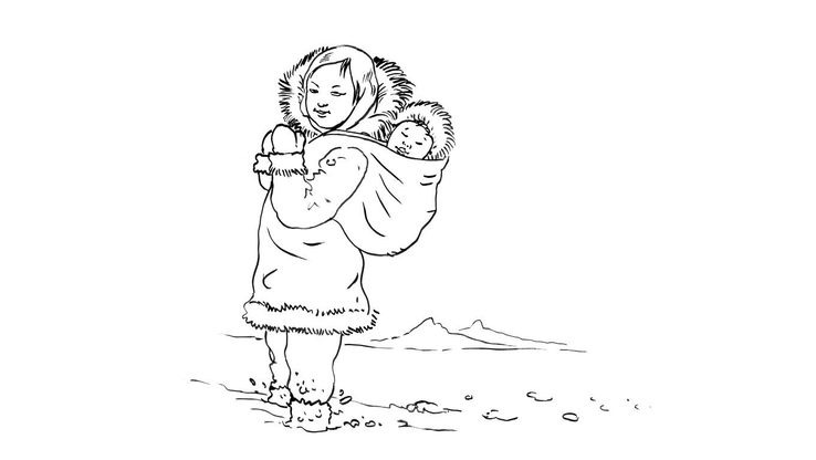 Coloriage Enfants filles Inuit - Petite fille inuit 7 