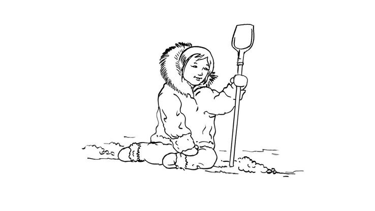 Coloriage Enfants filles Inuit - Petite fille inuit 9 