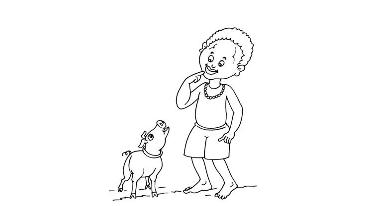 Coloriage Enfants garçons Afrique - Petit africain 20 