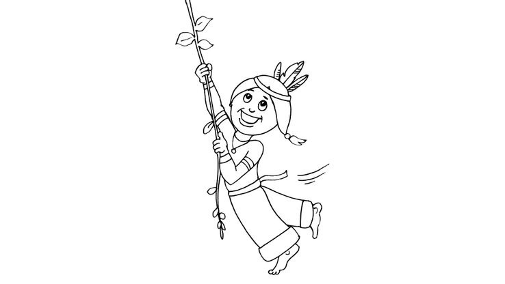 Coloriage Enfants garçons Indien - Petit indien 21 