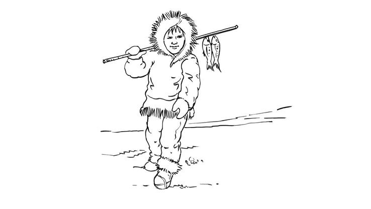 Coloriage Enfants garçons Inuit - Petit inuit 1 