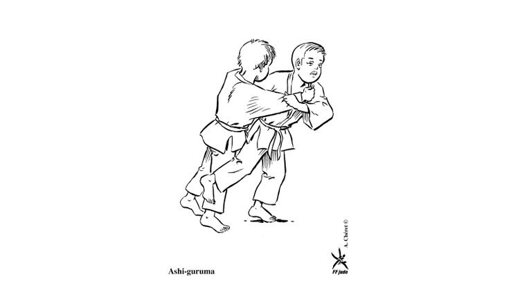 Coloriage Judo - Ashi-guruma 