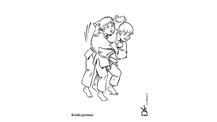 Coloriage Judo - Koshi-guruma 