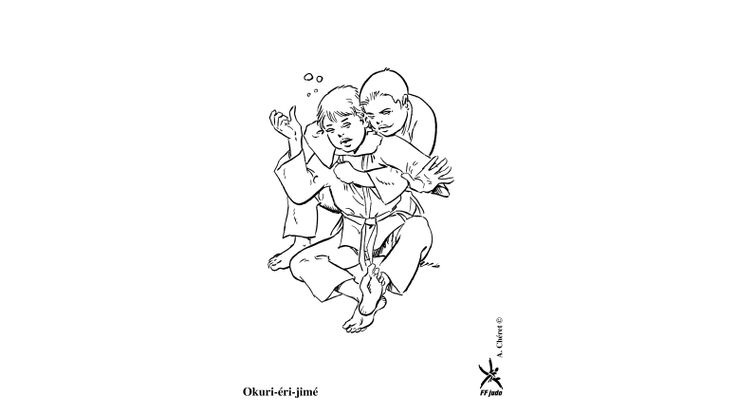 Coloriage Judo - Okuri-éri-jimé 