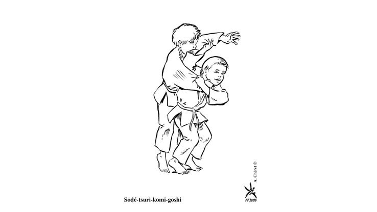 Coloriage Judo - Sodé-tsuri-komi-goshi 