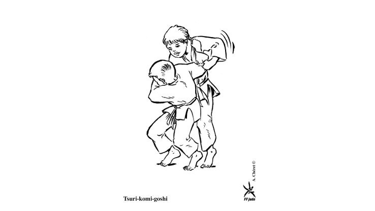 Coloriage Judo - Tsuri-komi-goshi 